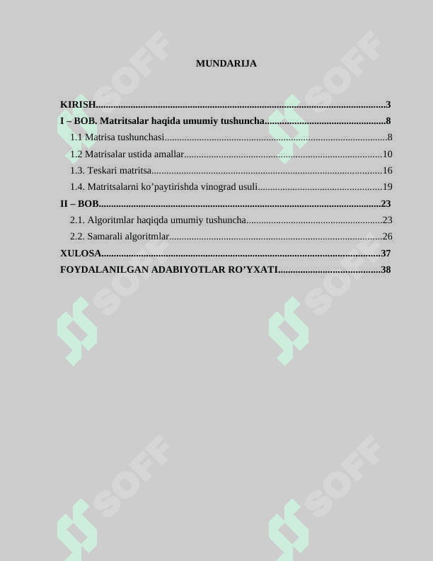 KO’PAYTIRISHDA VINOGRAD USULI VA SAMARALI ALGORITMLAR 2
