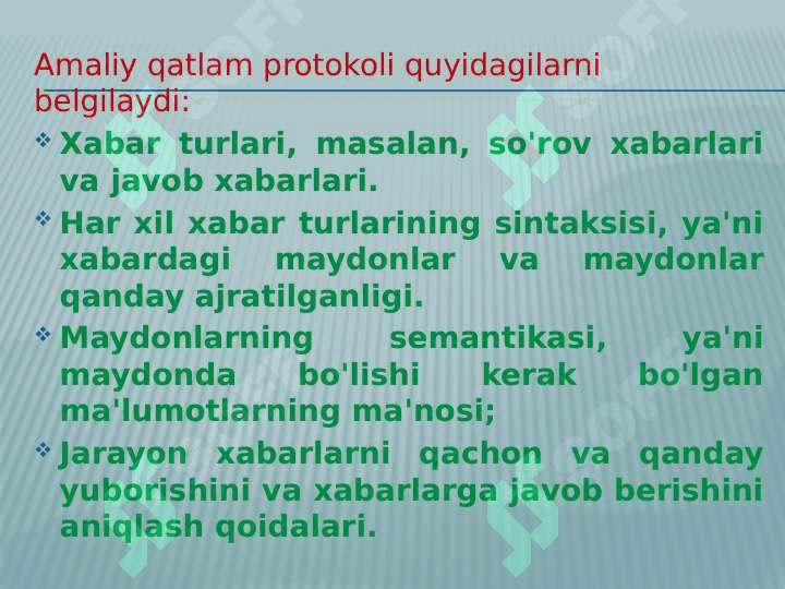 Amaliy pog’ona protokollari va xizmatlari. 3