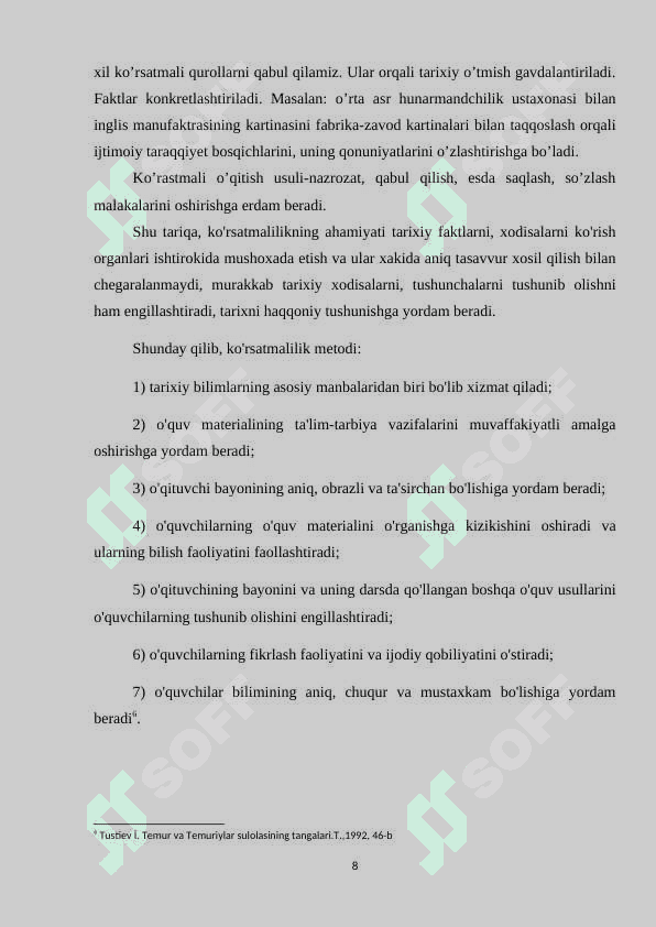 TARIX O'QITISHDA KO'RGAZMALI QUROLLARDAN FOYDALANISH USULLARI 8