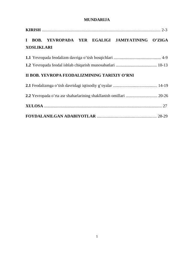 X -XI asrlarda Yevropada feodal munosabatlar rivoji 1