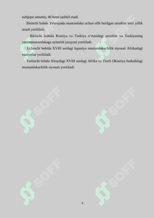 Yevropa davlatlarining mustamlakalar uchun kurashi XVIII asr 6
