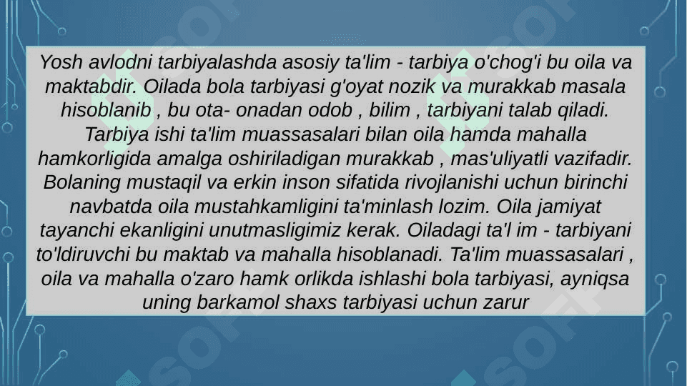 Oila, mahalla, taʼlim muassasasi  ijtimoiy- pedagogik hamkorligi 4