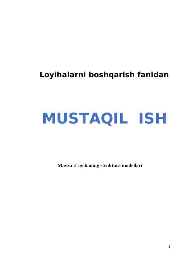 Loyihaning struktura modellari 1