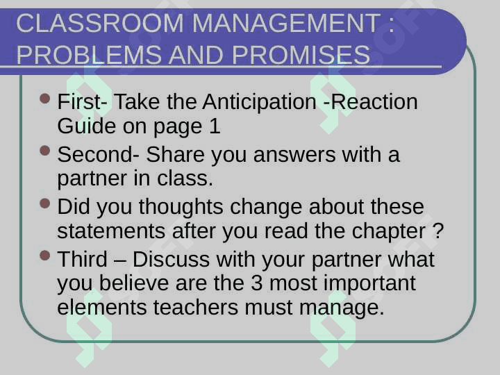 Anticipating problems in the classroom 2