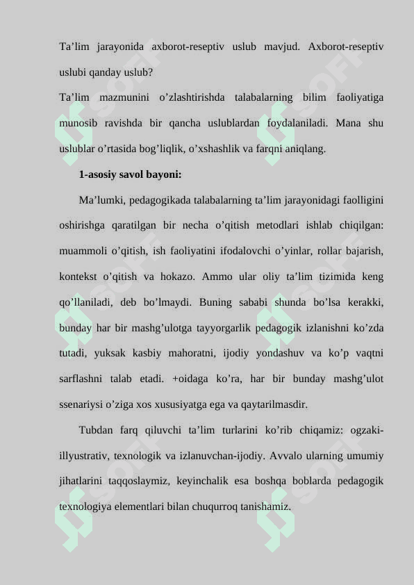 Maqsadni belgilash uch darajali testlar asosida o’quv natijalarga erishish darajasini baxolash 2