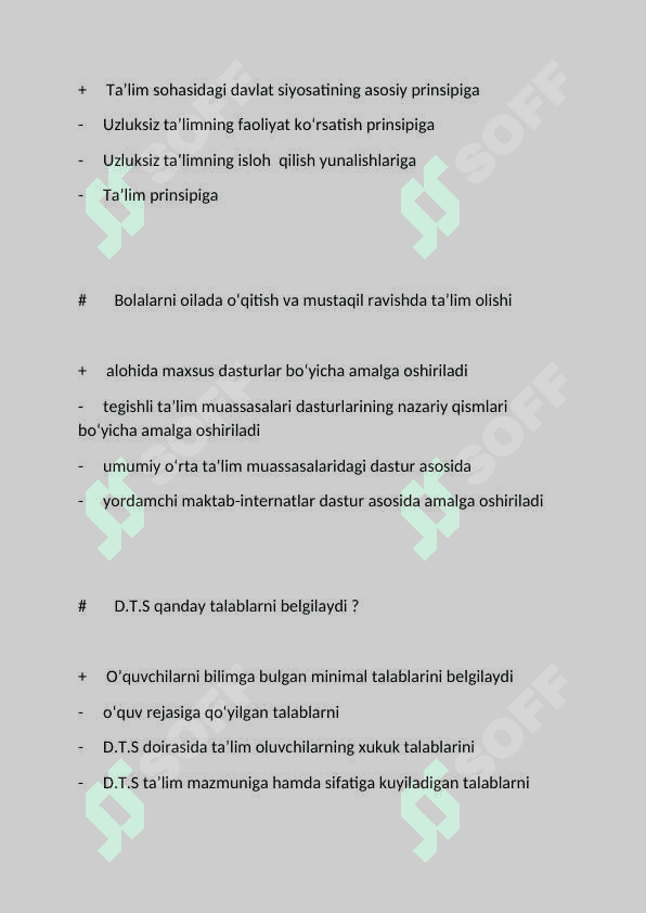 Pedagogikadan test savollari javoblari bilan 6