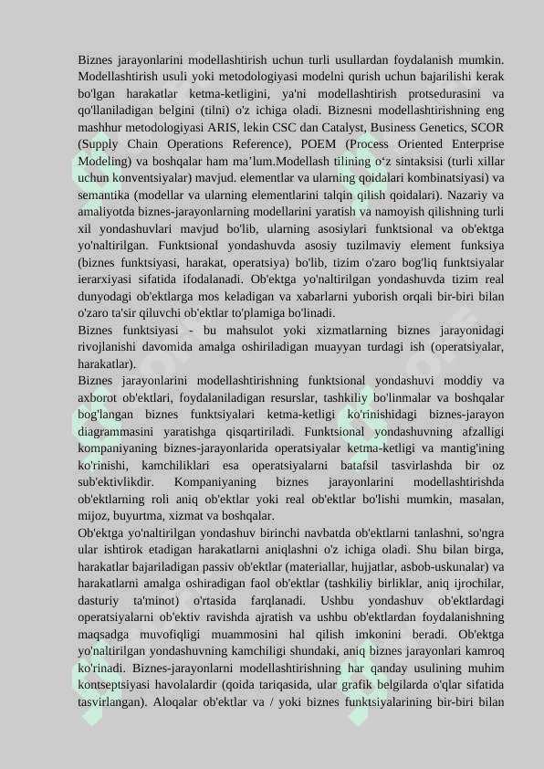 BIZNES JARAYONI TADQIQOTLAR MODELLARI 3