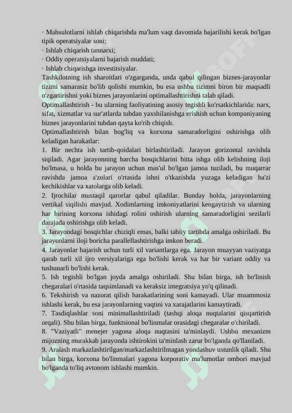 BIZNES JARAYONI TADQIQOTLAR MODELLARI 8