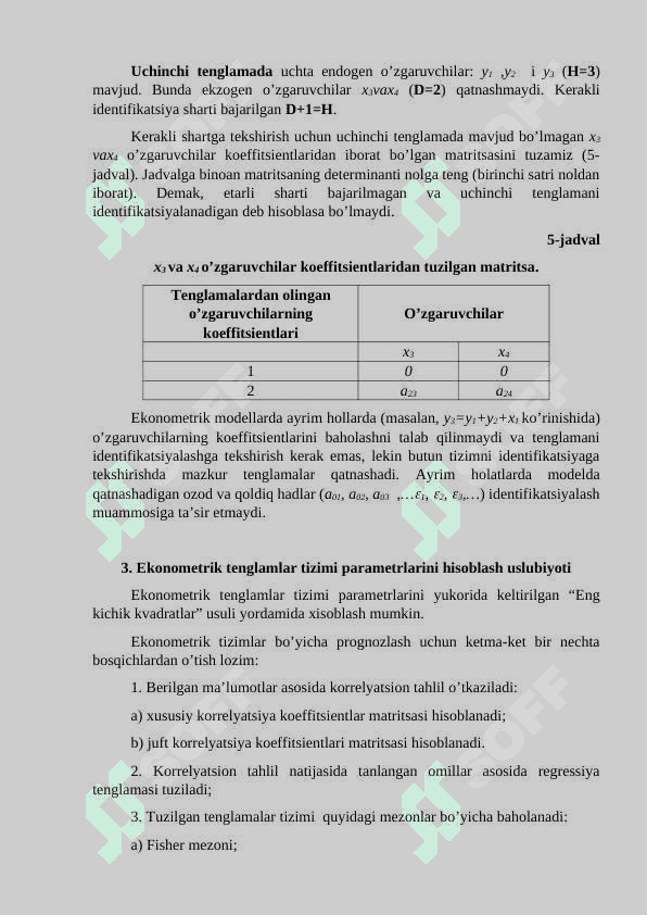 BILVOSITA VA IKKI BOSQICHLI ENG KICHIK KVADRATLAR USULIREJA 4