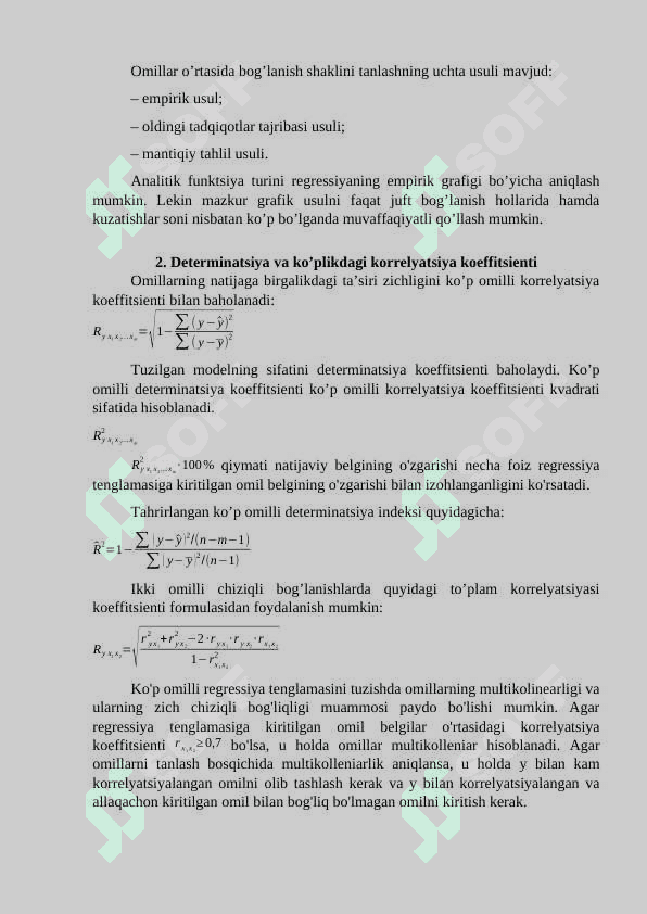 KO’P OMILLI REGRESSIYANING TURLI JIHATLARI 2