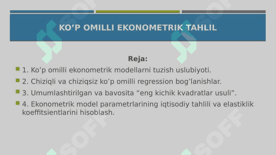 KO’P OMILLI EKONOMETRIK TAHLIL 2