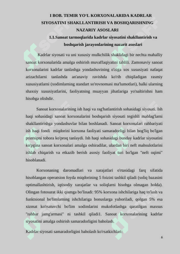 Temir yo‘l korxonalarida kadrlar siyosatini shakllantirish, boshqarish va rivojlantirish yo'llari 6