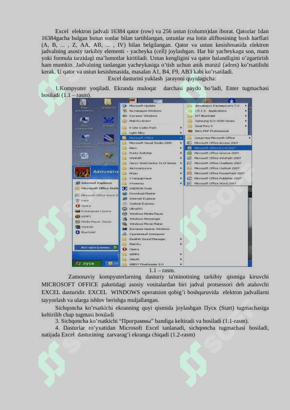 Psixologik tashxisni kompyuterlashtirish. Windows uchun Excel dasturining elektron jadvali 3