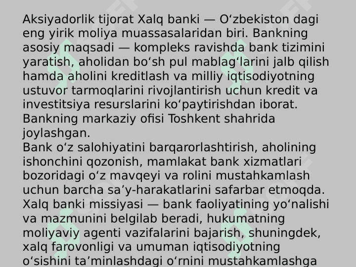 O'zbekiston Respublikasi aksiyadorlik tijorat Xalq banki 3