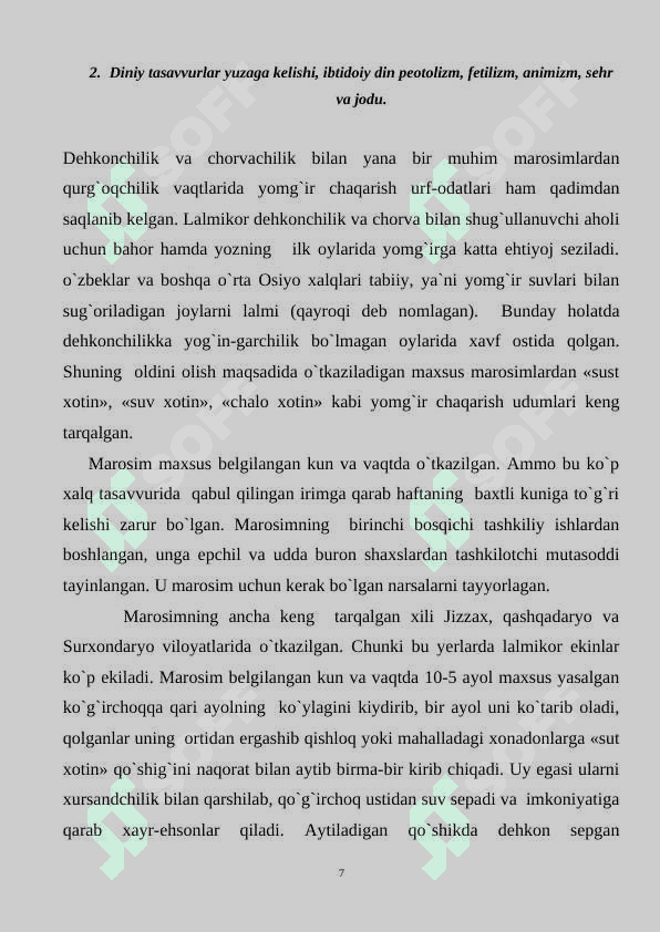 Qadimgi diniy tasavvurla, urf odatlar va irimlar 7