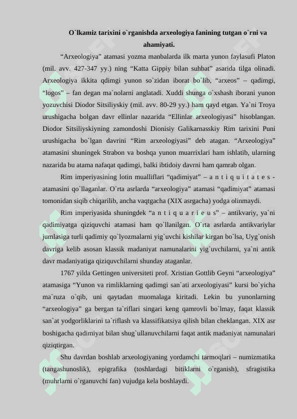 O'LKAMIZ ARXEOLOGIK YODGORLIKLARINING TARIXINI O'RGANISH 3