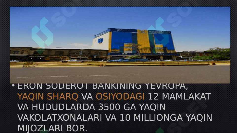 Eron Soderot bankining Toshkent shahridagi sho'ba banki 8