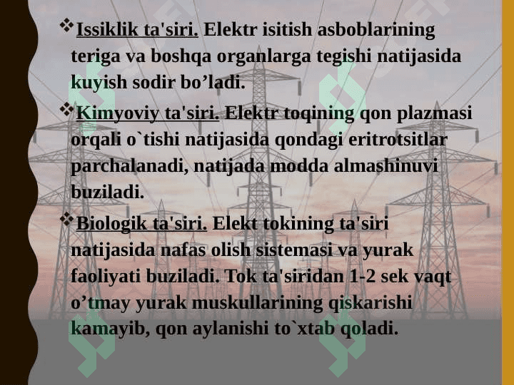 Elektr tokining inson organizmiga ta’siri 2