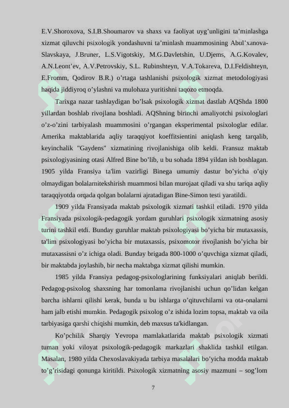 SOTSIAL TASHKILOTLAR TIZIMIDA PSIXOLOGIK XIZMATNING O’RNI 7