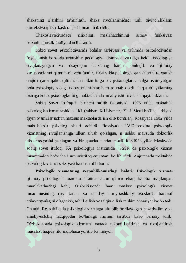SOTSIAL TASHKILOTLAR TIZIMIDA PSIXOLOGIK XIZMATNING O’RNI 8