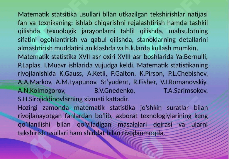Matematik statistika elementlari. Noma'lum parametrlarni baholash. 4