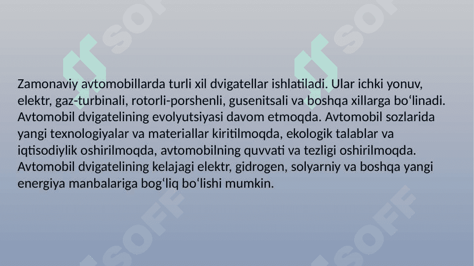Avtomobil dvigatellining evolyutsiyasi 7
