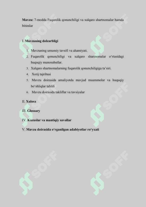 7-modda. Fuqarolik qonunchiligi va xalqaroshartnomalar hamda bitimlar 2