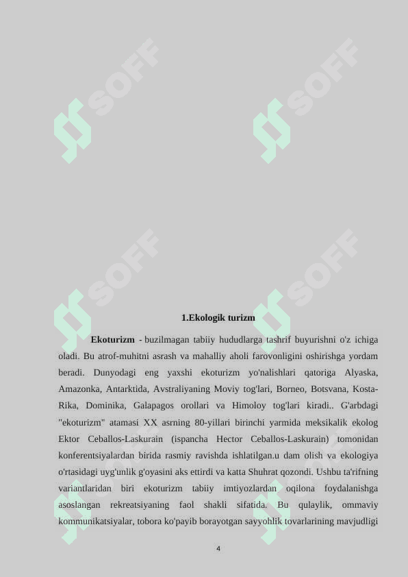 O’zbekiston ekologik turizmi. ( Jizzax viloyati misolida) 4