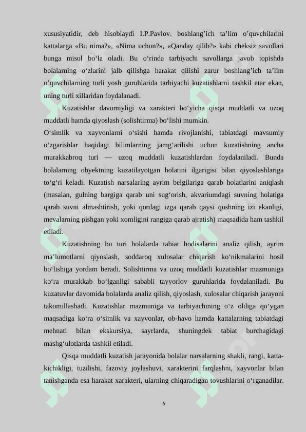 BOSHLANG‘ICH SINF O’QUVCHILARIDA  TABIIY HODISALAR, TUSHUNISH VA TUSHUNTIRISH KOMPETENSIYALARINI SHAKLLANTIRISH YO’LLARI 6