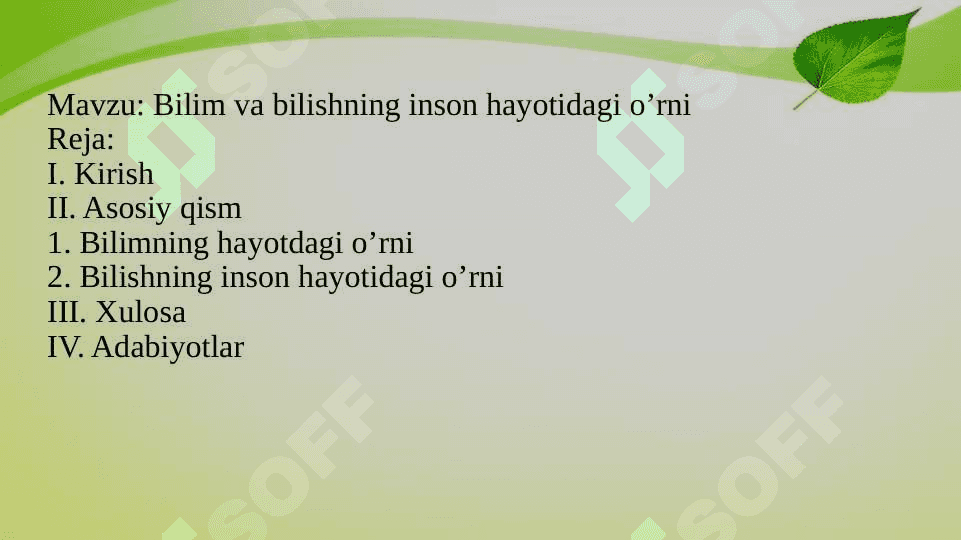 Bilim va bilishning inson hayotidagi o’rni 2