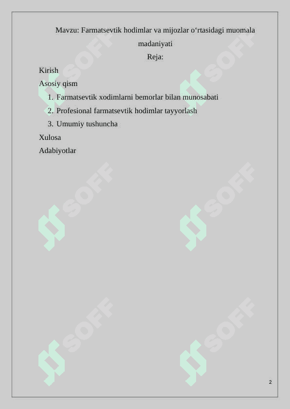 Farmatsevtik hodimlar va mijozlar o‘rtasidagi muomala madaniyati 2