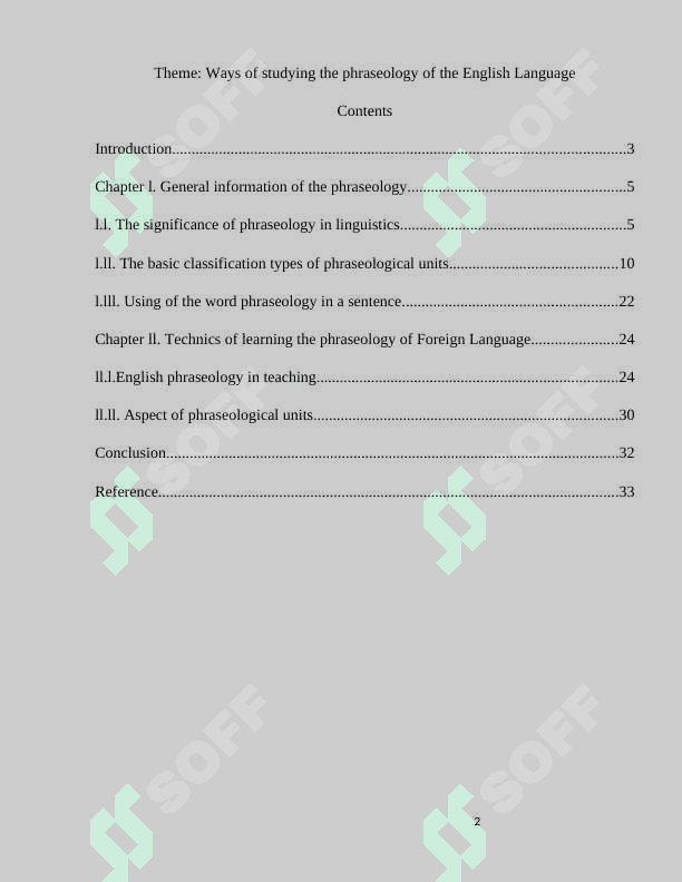 Ways of studying the phraseology of the English Language 2