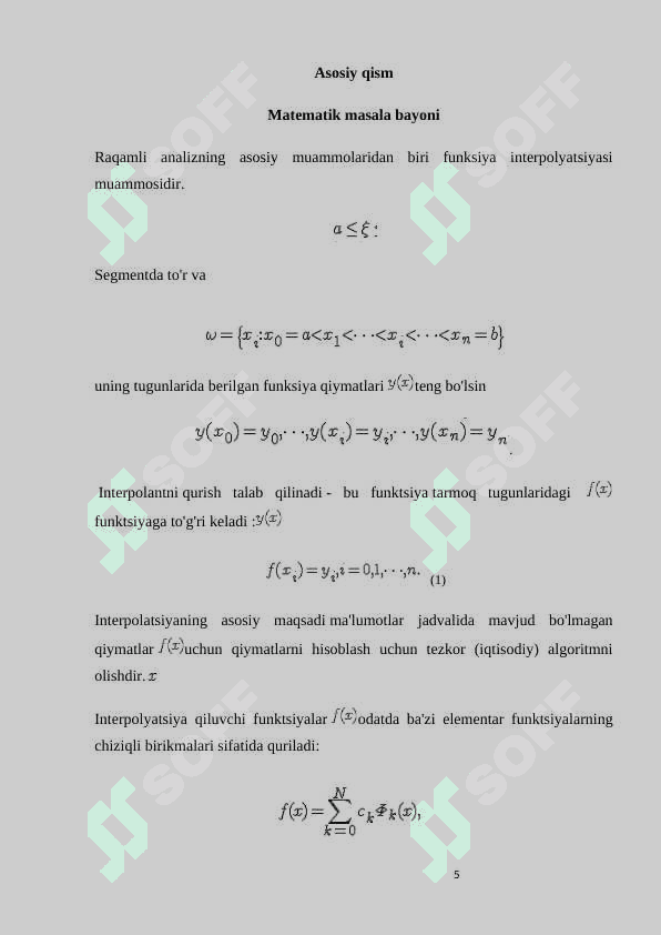 Splaynlar yordamida interpolatsiyalash 5