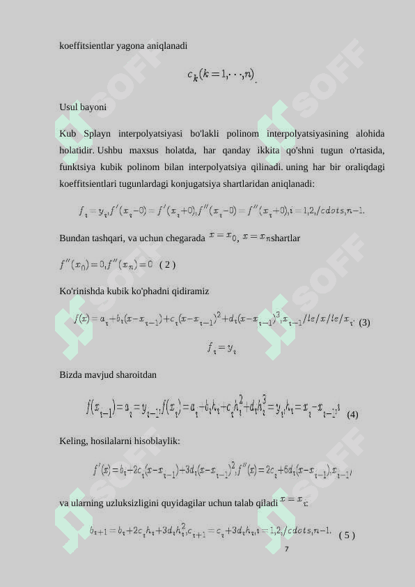 Splaynlar yordamida interpolatsiyalash 7