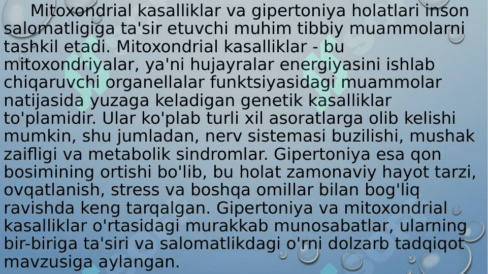 Mitoxondrial kasalliklar Gipoenergetik holatlar 5
