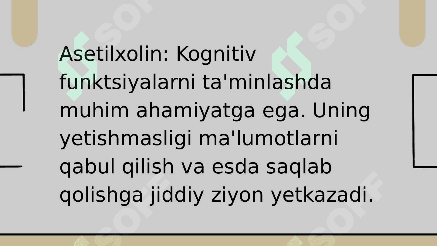 NEYROMEDIATORLAR BIOSINTEZI  AHAMIYATI VA KASALLIKLARI 6