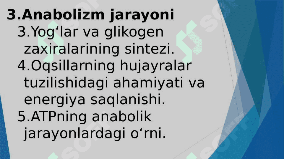 Energiya almashnuvning boshqarilishi 8