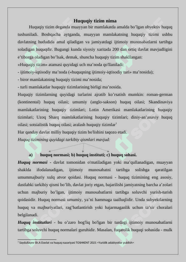 O‘zbekiston huquqiy tizimi asosiy sohalari tavsifi 2