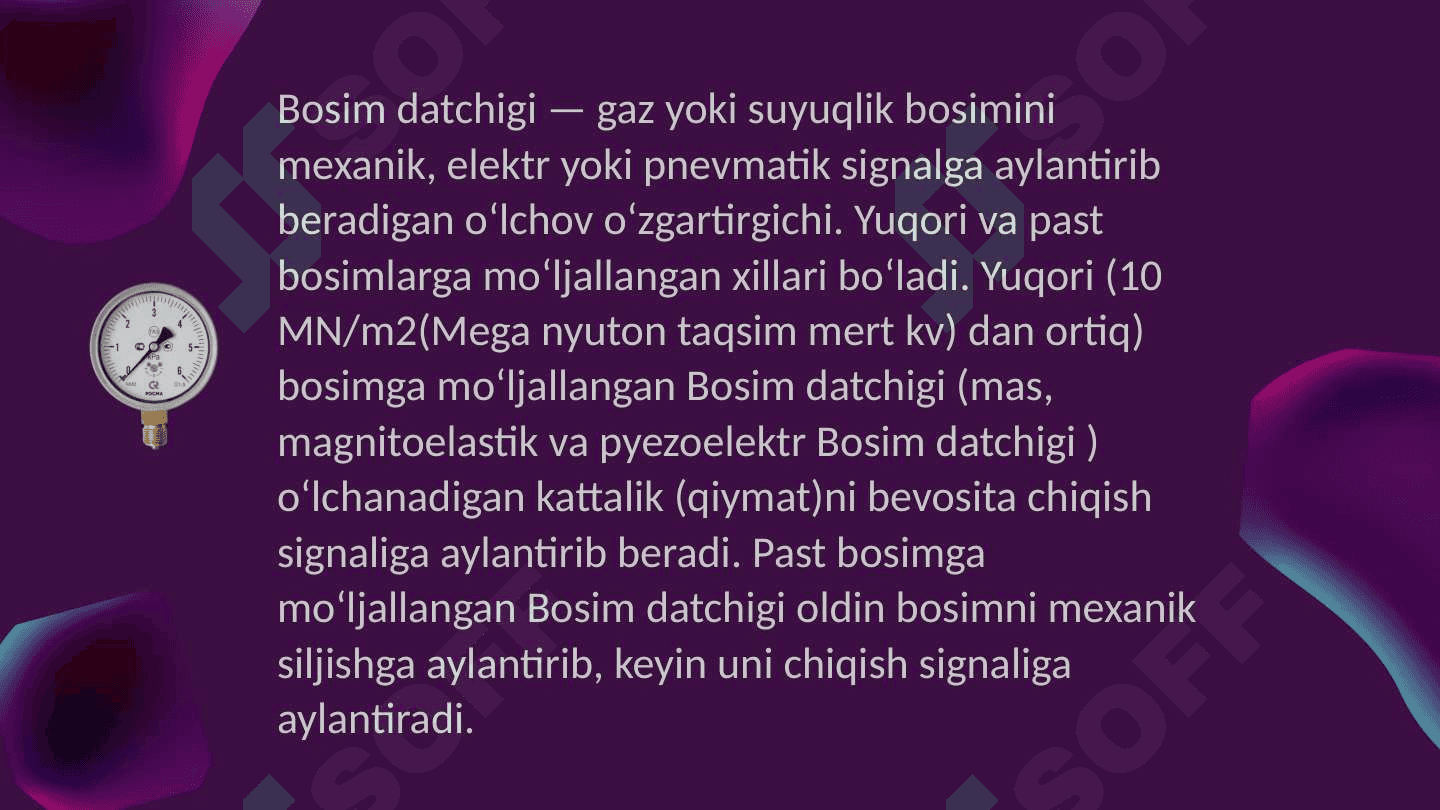 Bosim datchiklari (hisoblagichlar) 2
