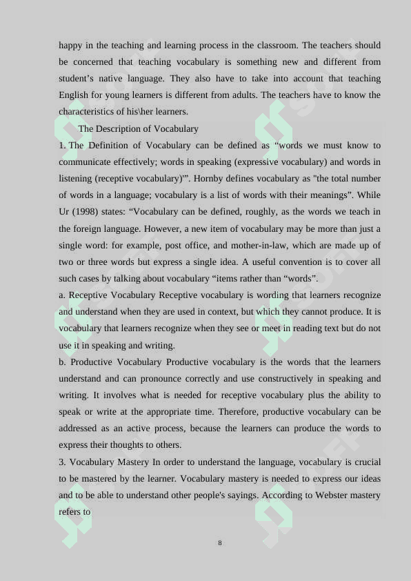Teaching vocabulary as a key component of language proficiency. 8