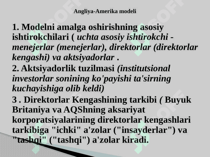 Korporativ boshqaruvning  mexanizmlarini 3