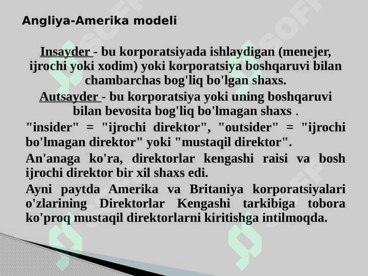 Korporativ boshqaruvning  mexanizmlarini 4