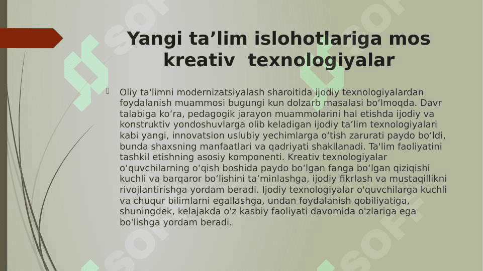 Kreativ pedagogika fanini o‘qitishda pedagogik texnologiyalardan foydalanish 3