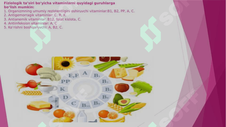 Vitaminlar . Yog’da eruvchan vitaminlar . Lipofil vitaminlar 8