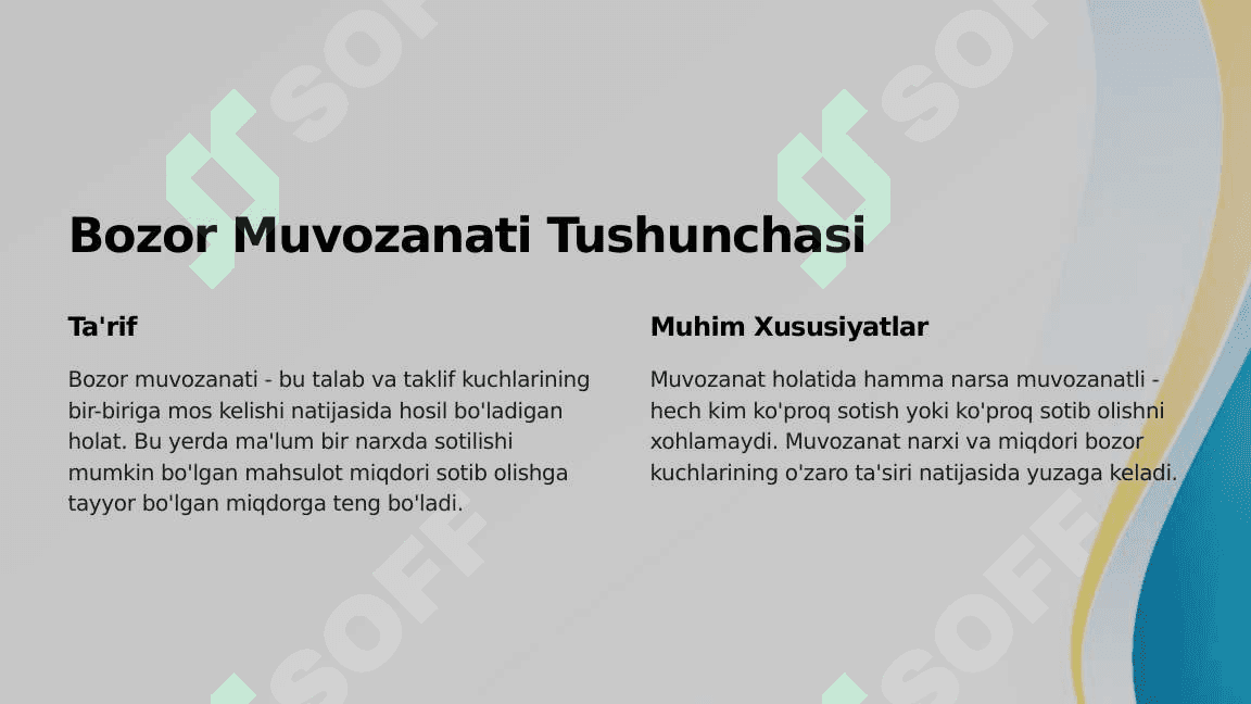 Bozor muvozanati asosiy tushunchalar 2