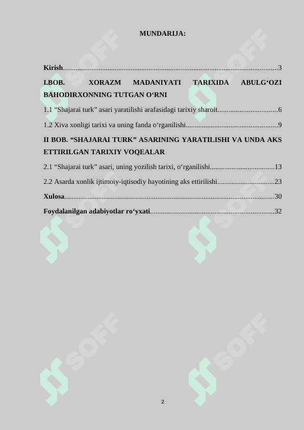 Abulg‘oziy Bahodirxonning “Shajarai turk” asarida timsollar silsilasi va mahorati masalasi 2