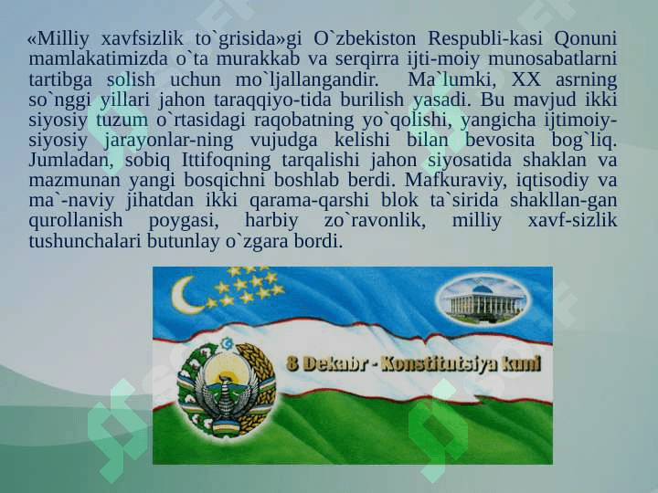 Mamlakatimiz milliy xavfsizlik tizimining shakllanishi va mustahkamlanishi 5