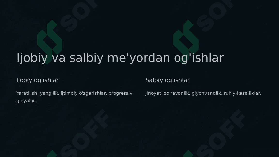 Me'yordan og'ish va deviatsiya turlar 4