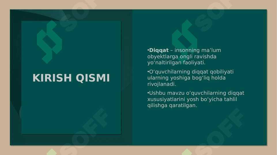 O‘quvchilar diqqatining ayrim yosh xususiyatlari mavzusida slayd 2