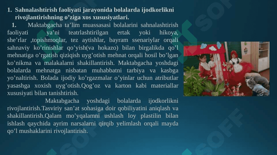 Maktabgacha taʼlim tashkilotida sahnalashtirish faoliyati 2